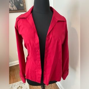NWT Red Talbot Cuffed Sleeve Blouse Wrinkle Resistant Fabric. 16